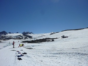 The start of the ski tracks